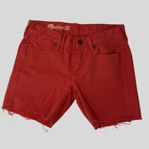 Madewell Distressed Orange Denim Shorts - High-Rise - Size 24